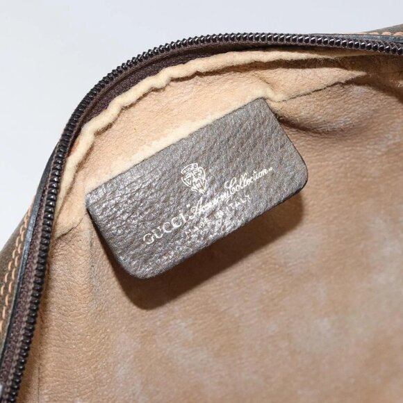 GUCCI GG Supreme Web Sherry Line Clutch Bag PVC Beige Auth BA7254 - Picture 13 of 16